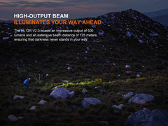Fenix HL12R V2.0 125-meter beam illuminates distant trail at night