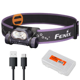 Fenix HM65R-T V2.0 headlamp in use on a trail at dusk for reliable visibility.