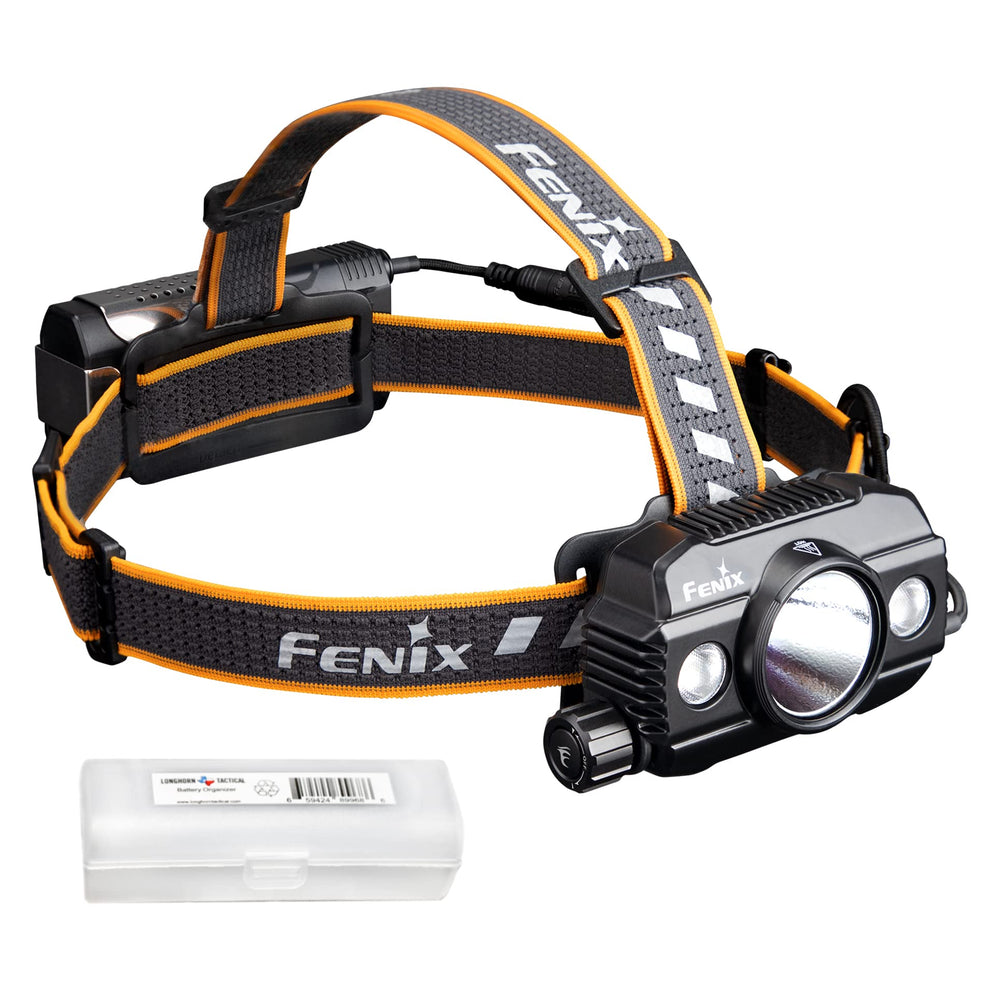 Fenix HP30R v2 headlamp with spotlight and floodlights for clear hands-free visibility outdoors.