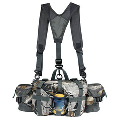 Ferricult camouflage hiking fanny pack shown with easy-access essentials on trails