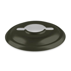 Feuerhand lantern reflector olive green directs light downward to reduce glare.