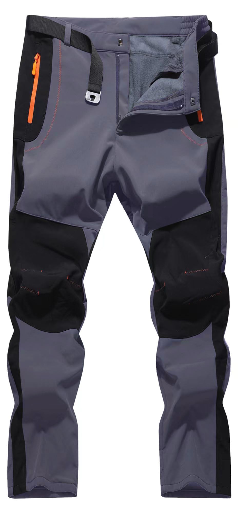 FFEATIANDY men's hiking pants exterior view shows rugged softshell for winter hikes