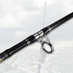 Carbon fiber spinning rod collapsed and extended for portability