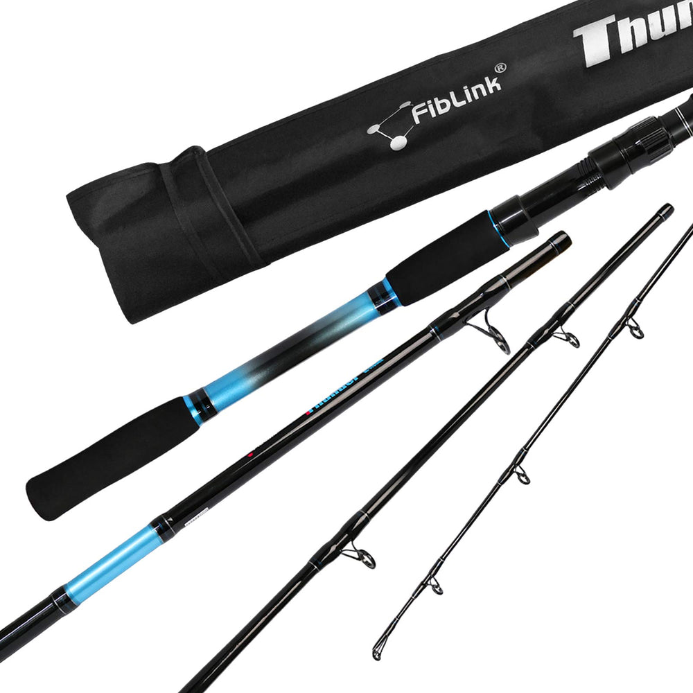Fiblink 7ft 4-piece carbon fiber boat fishing rod in blue