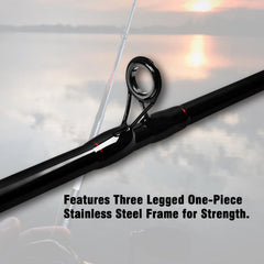 Fiblink graphite baitcasting rod in portable form for on-the-go anglers.