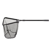 Fiblink folding landing net with extended aluminum pole shown in extended state