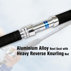 Fiblink stainless roller guides protect line for smooth offshore trolling.