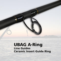 Fiblink surf spinning rod includes anti-wear rubber butt cap for comfortable long days.