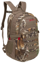 Fieldline Treeline backpack front view, camo pattern ideal for hunting concealment.