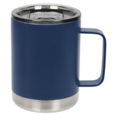FIFTY/FIFTY navy camp mug slide lid: secure seal for travel and spill prevention.