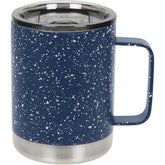 FIFTY/FIFTY navy speckled camp mug with slide lid keeps beverages secure on adventures.