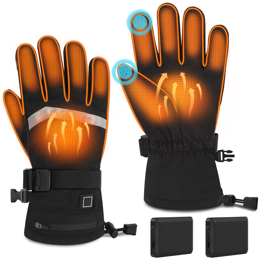 Figcays heated gloves show battery in pocket for portable warmth on outdoor trips