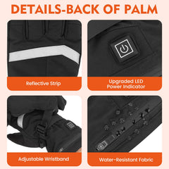 Figcays heated gloves waterproof fabric keeps hands dry in rain or snow