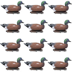 Final Approach Last Pass Floating Wigeons drake decoys in a spread for lifelike attraction.