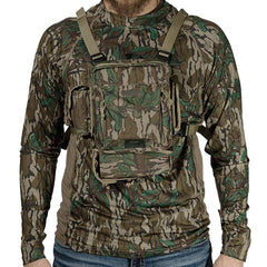 Final Approach Last Strut Chest Pack rangefinder pouch in action for easy targeting.