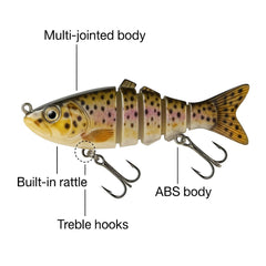 FinBite Jointed Lure 3-Pack Trout pattern swimbaits