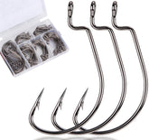 FINOSEAK 120-piece bass hooks set with 6 sizes in plastic storage box