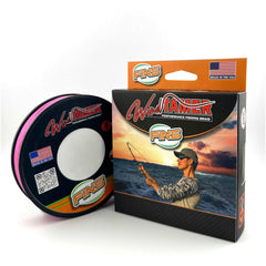FINS Windtamer four-end braid structure demonstrates knot strength for big-game fishing.