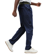 Fioboc mens hiking pants blue front view highlighting lightweight fabric for travel