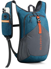 Fioretto 15L hiking backpack turquoise—compact size for minimalist day trips.