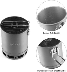 Fire-Maple 600ml ultralight pot weighs 162g for light backpacking.