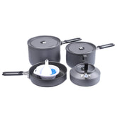 Fire-Maple Feast 4 pot set with lids demonstrates compact, stackable design for easy backpacking.