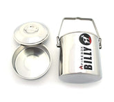 Firebox Billy Can lid clip close-up showing locking bail for safe handling