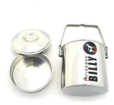 Firebox Billy Pot 1qt exterior showing rugged 18-8 stainless steel for durable camping