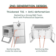 FireHiking ultralight wood stove 2nd-gen folded compact demonstrates easy setup and storage