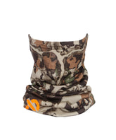 First Lite Aerowool Merino neck gaiter in ultralight woodland camo for hunting concealment.