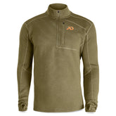 First Lite Men's Furnace Quarter Zip front view, camo conifer, ideal midlayer for late-season hunts