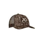 First Lite Trucker Hat Darkwater front view with sun shading for outdoor days