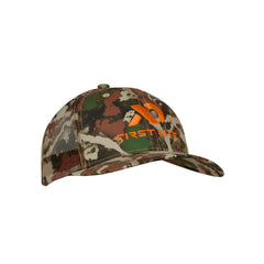 First Lite Trucker Hat front view showing lightweight camouflage design for outdoor wear