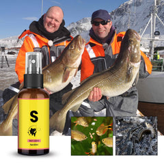 Close-up of the 60ml fish attractant bottle label