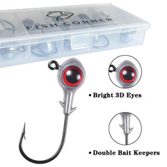 Assorted jig heads fitted with swimbaits