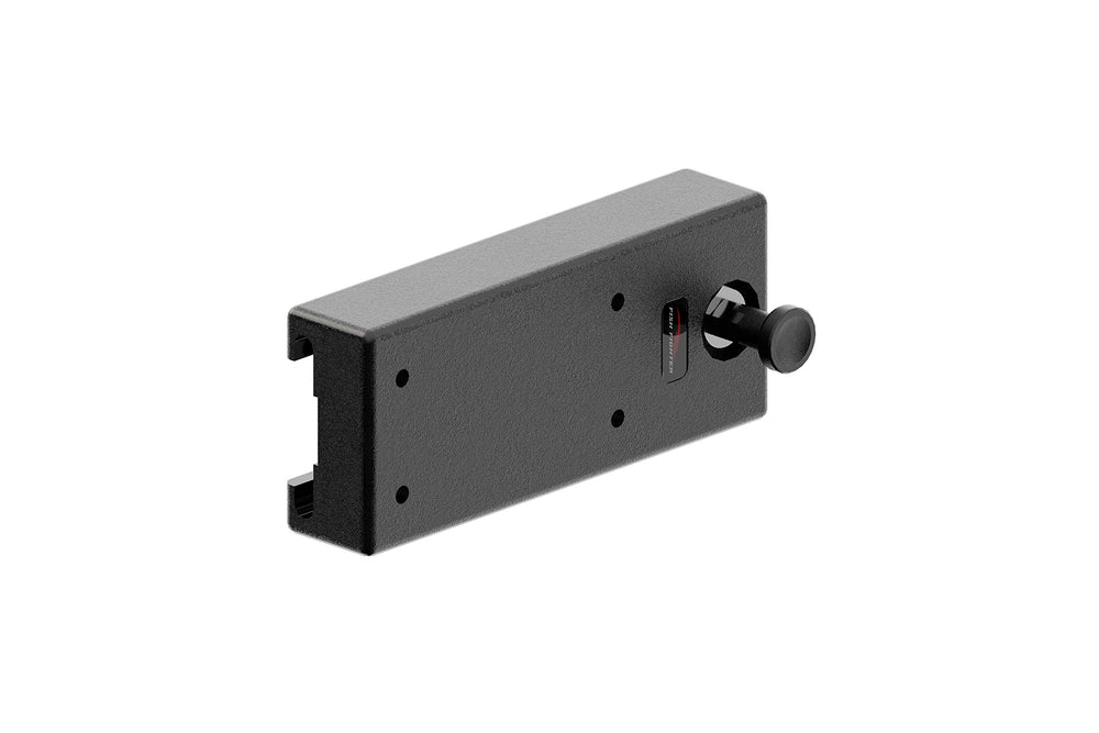 Fish Fighter quick release system on boat rail enables fast gear repositioning.
