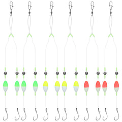 Six-piece fish finder float rig with double-hook setup