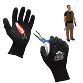 Textured grip palm fishing gloves for fish handling