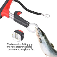 Close-up of LED display on the fishing grip