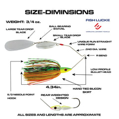 FISH LUCKE Hydra-Vibe 3-4 ounce spinnerbait enhances bite opportunities in varied water