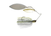 Luck-E-Strike Jimmy Houston Legends spinnerbait with willow blades enhances blade flash for bass attraction.