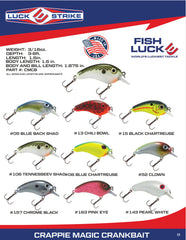 Luck E Strike Crappie Magic crankbait pink eye detail for visibility.