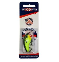 Luck E Strike Crappie Magic treble hooks closeup highlights sharp, durable trebles.