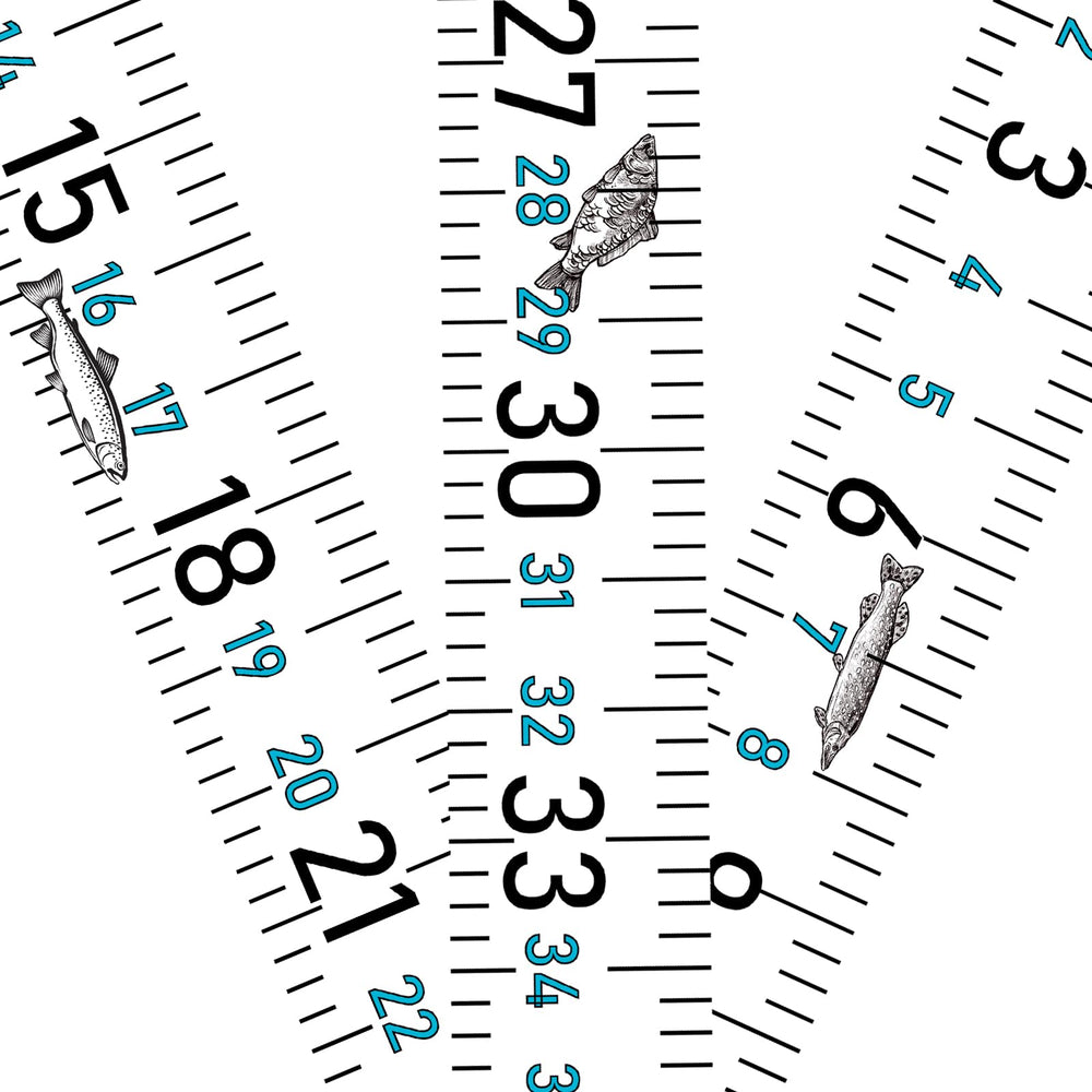 51 inch fish measuring tape sticker applied to boat with bold numbers visible