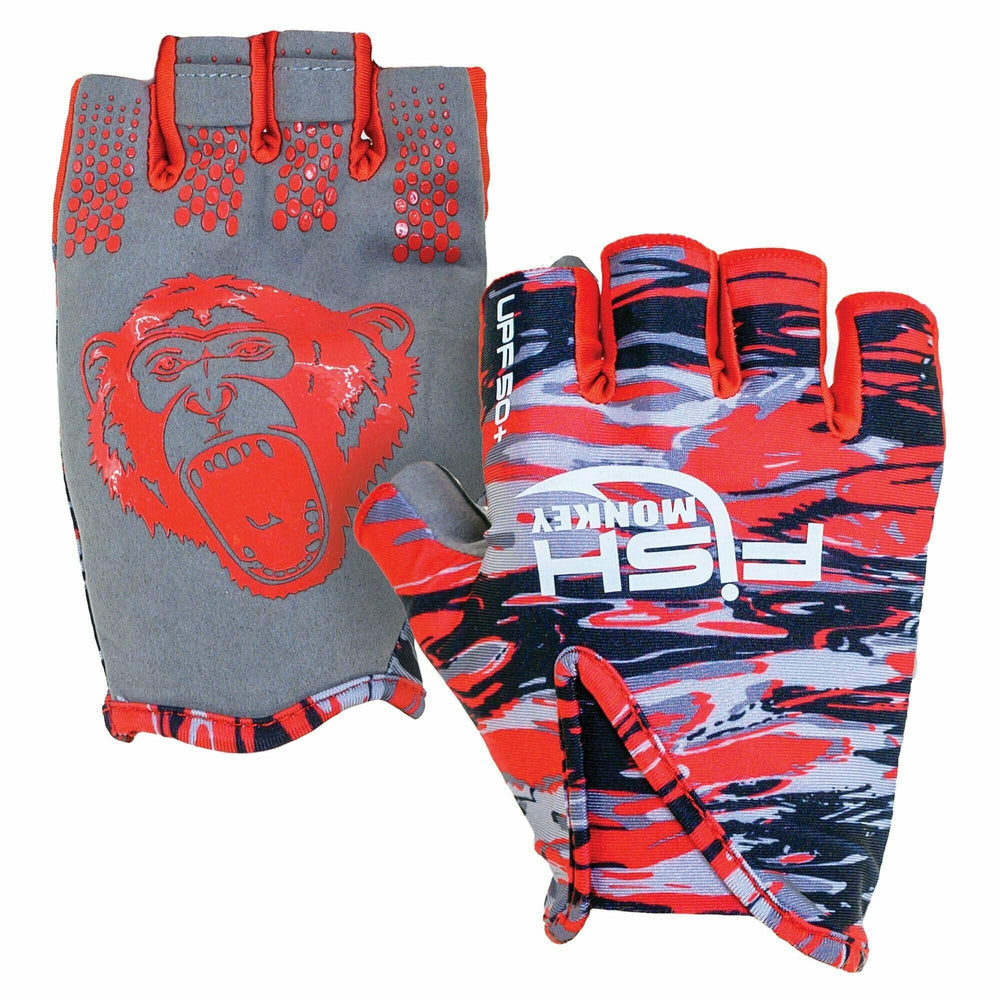 Fish Monkey FM18 stubby glove back view shows XXL comfort for sunny fishing.