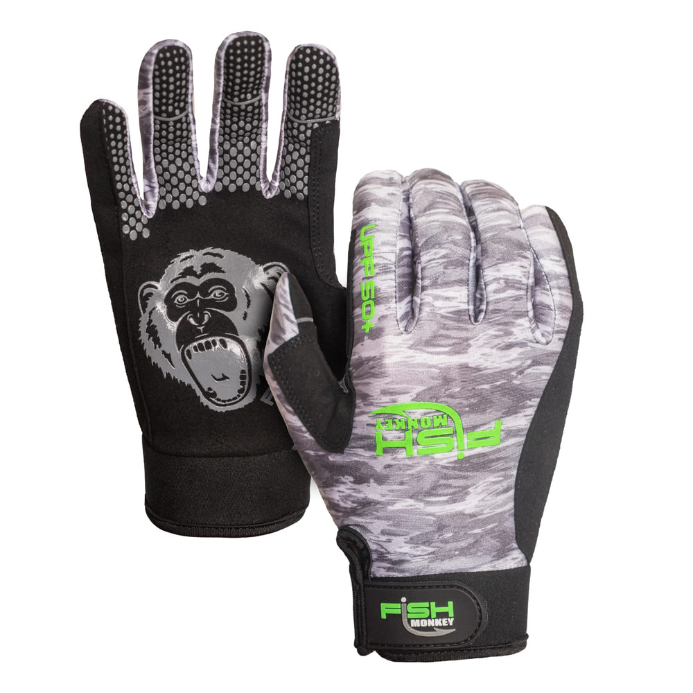 Fish Monkey Free Style glove closeup grip for secure casting and control.