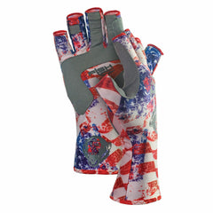 Fish Monkey SPF50 glove fabric close-up shows quick-dry four-way stretch