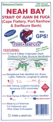 Fish-N-Map Neah Bay/Juan De Fuca Strait map showing underwater contours and GPS points for planning trips.