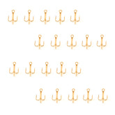 Fish WOW! 20-piece treble hooks in gold for versatile lure setups.