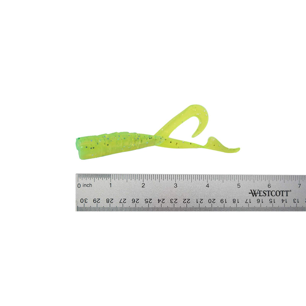 Fish WOW! 24pcs extended twin-tail perch grub with pre hole for easy jig head rigging.